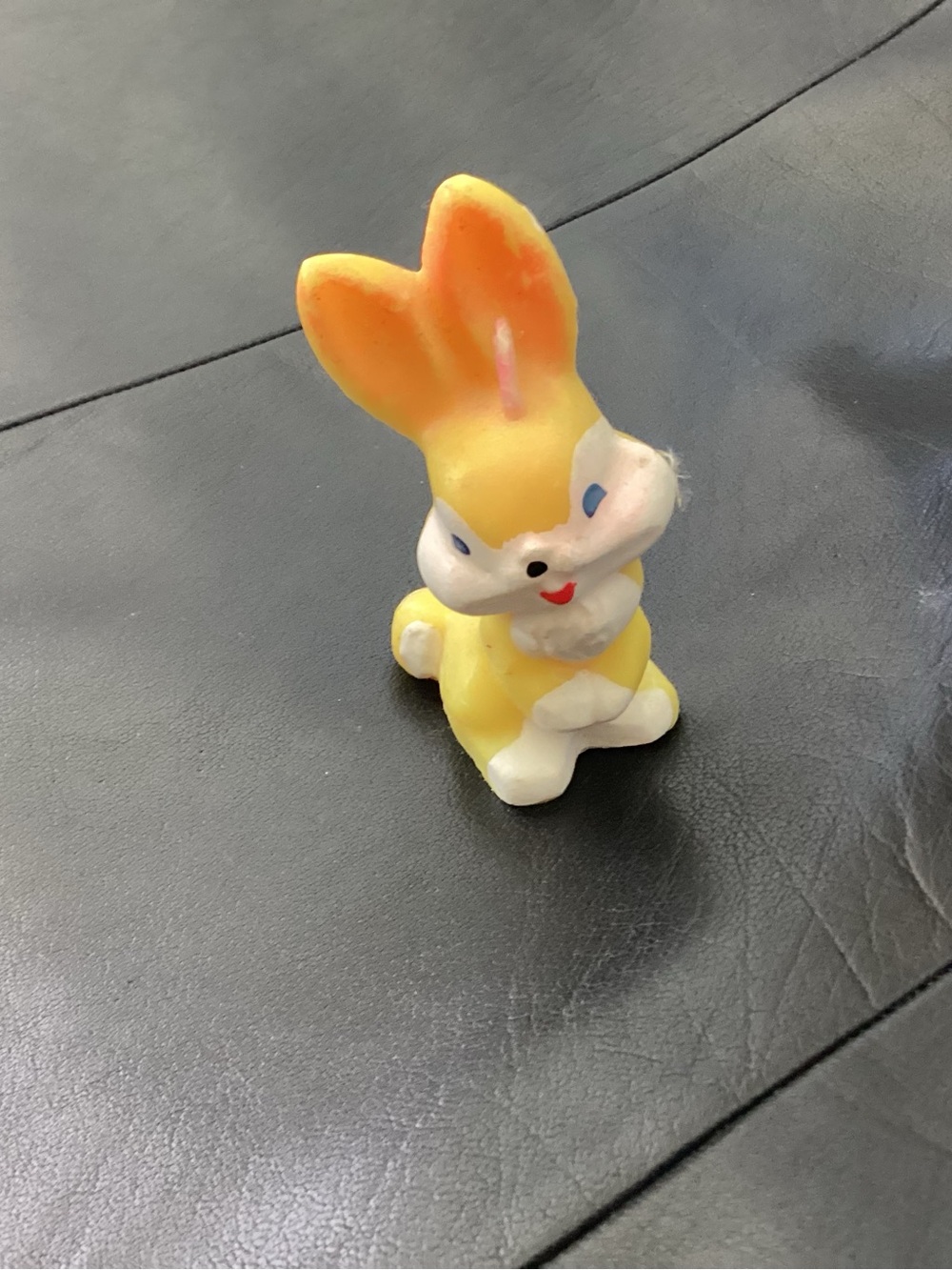 Vtg. Gurley Easter Bunny Wax Candle unburned Mid-20th century. Pink &white